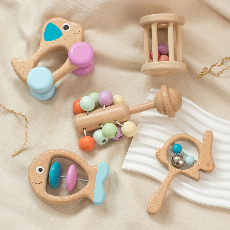 Newborn Baby Beech Educational Toys - Rattle Five Pieces