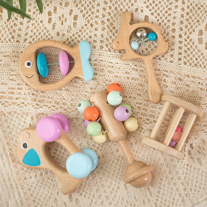 Newborn Baby Beech Educational Toys - Rattle Five Pieces