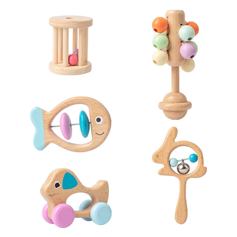 Newborn Baby Beech Educational Toys - Rattle Five Pieces