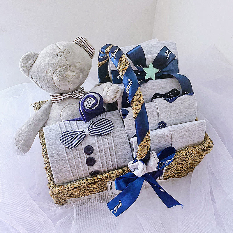Newborn Boy Baby Clothes Set Gift Box Autumn And Winter - Grey bear / 0to3M