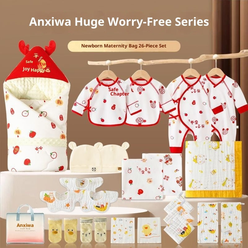 Maternity Bag Newborn Swaddle Bath Towel Clothing Set - Red / Spring And Autumn