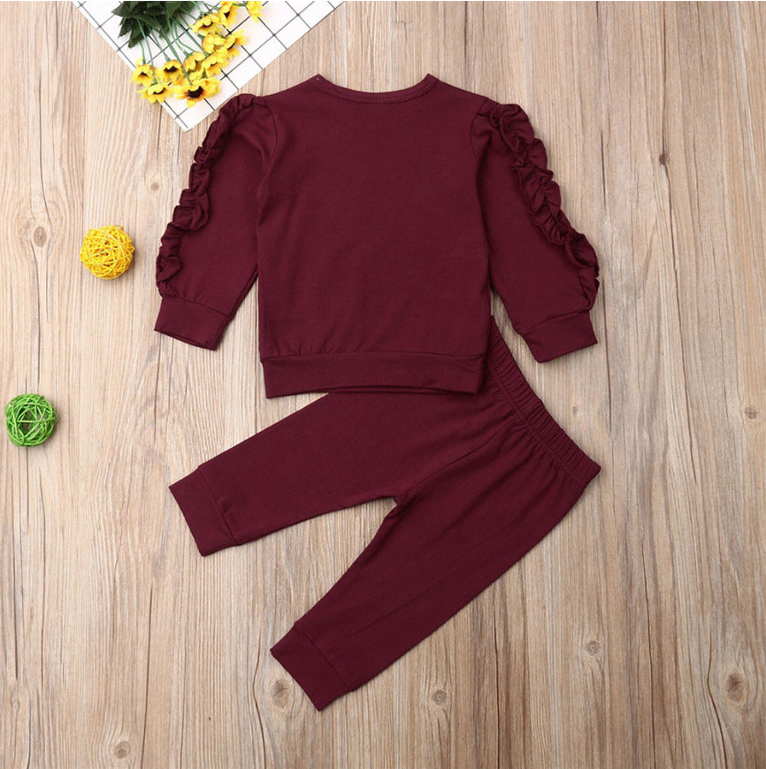 Newborn Ruffle Sweatshirt & Pants Set – 2-Piece Outfit - Baby Clothing