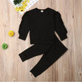 Newborn Ruffle Sweatshirt & Pants Set – 2-Piece Outfit - Black / 90cm - Baby Clothing