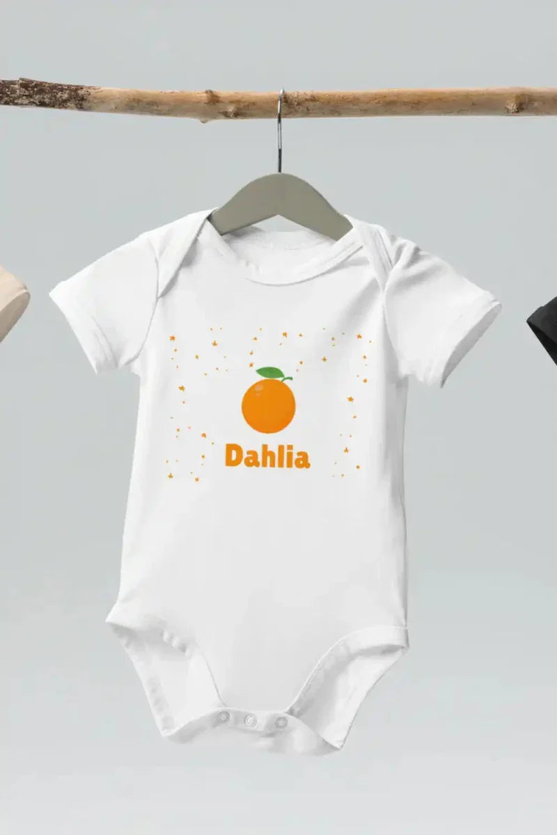 Orange Personalised Bodysuit in White - Bodysuits