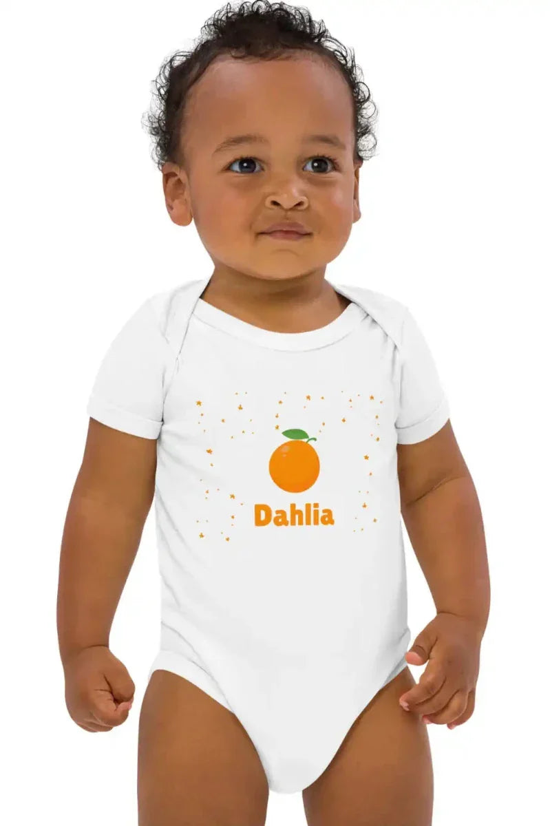Orange Personalised Bodysuit in White - Bodysuits