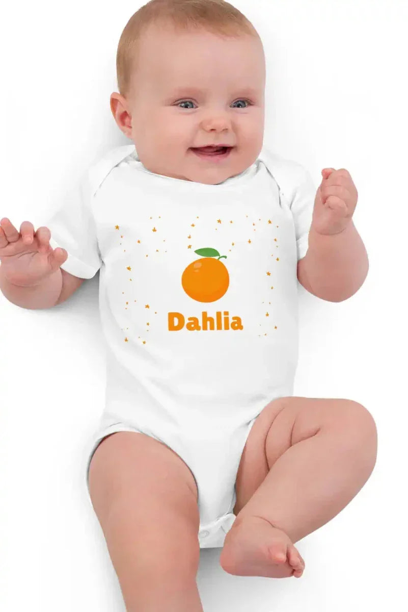 Orange Personalised Bodysuit in White - Bodysuits