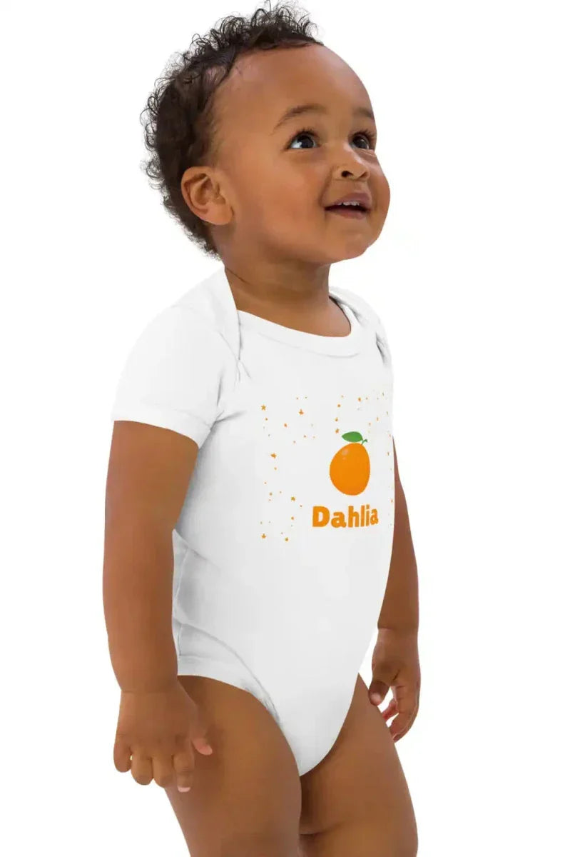 Orange Personalised Bodysuit in White - Bodysuits