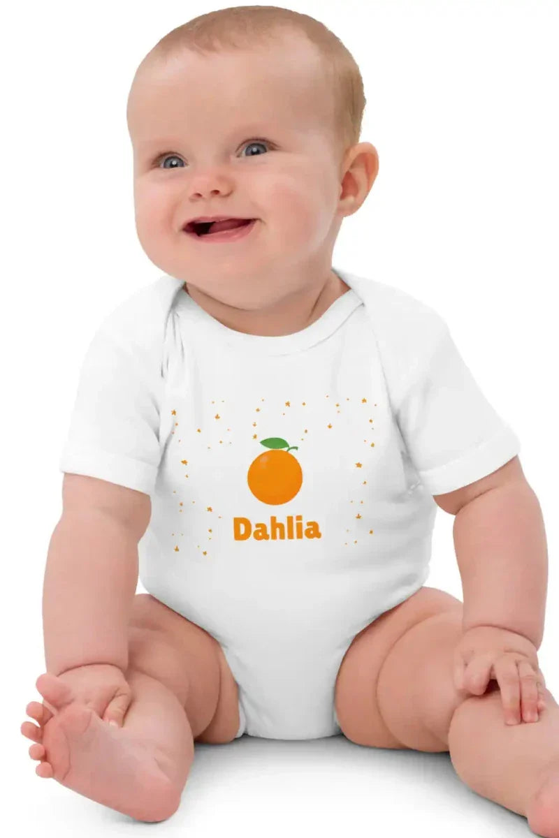 Orange Personalised Bodysuit in White - Bodysuits