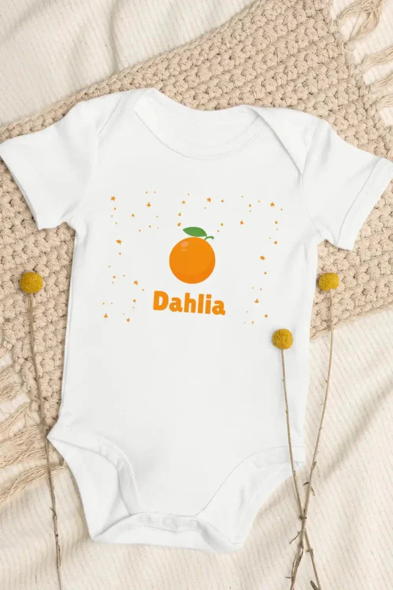 Orange Personalised Bodysuit in White - Bodysuits