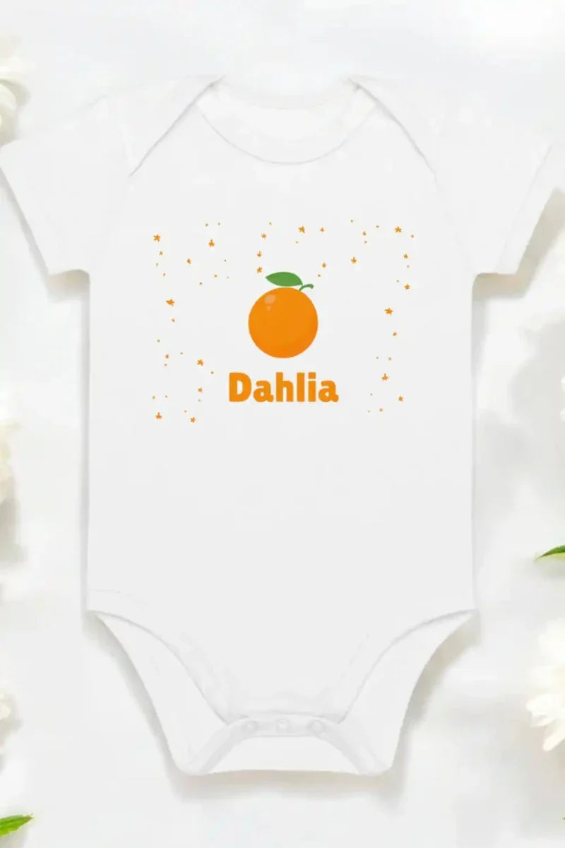 Orange Personalised Bodysuit in White - Bodysuits