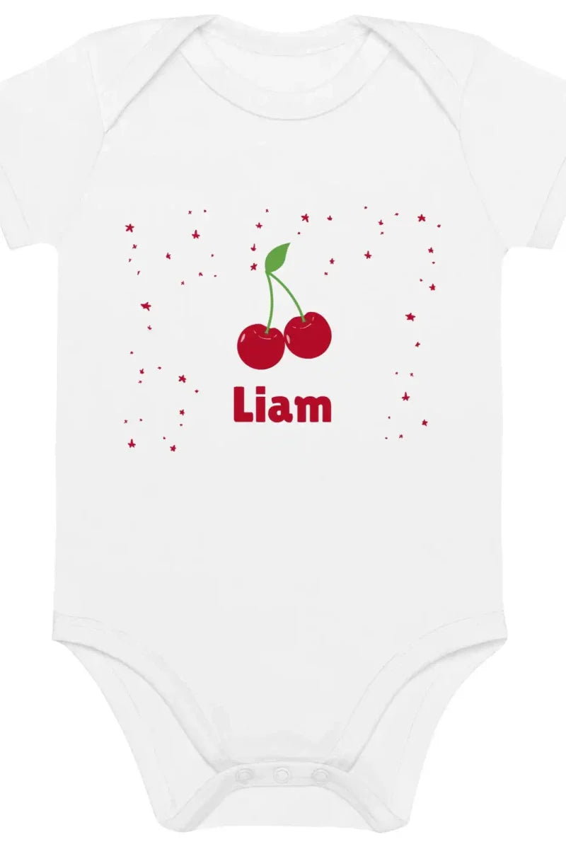 Cherry Personalised Bodysuit in White