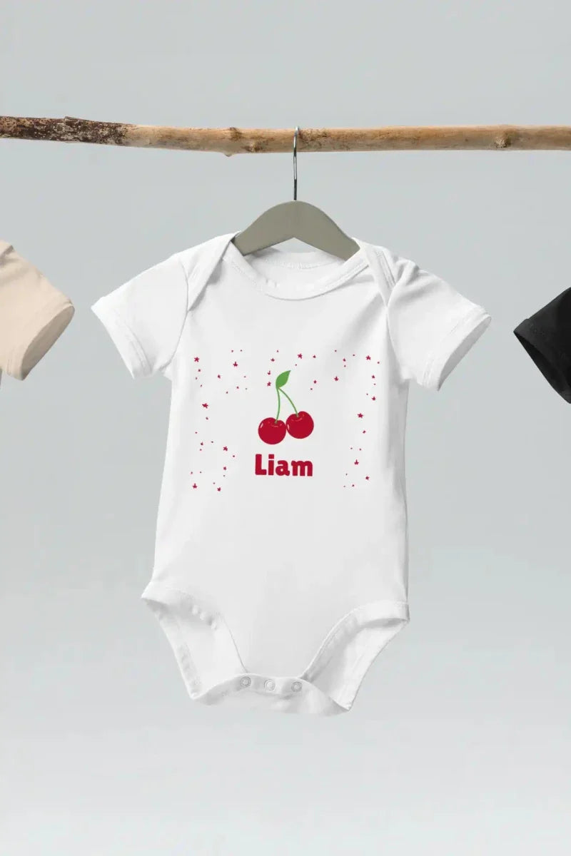 Cherry Personalised Bodysuit in White