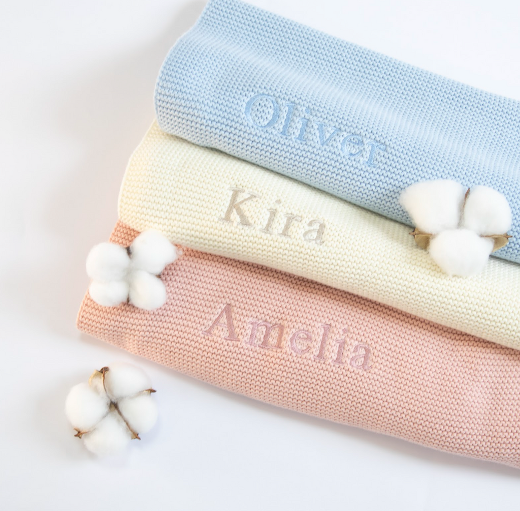 Organic Cotton New Baby Personalised Blanket - Baby