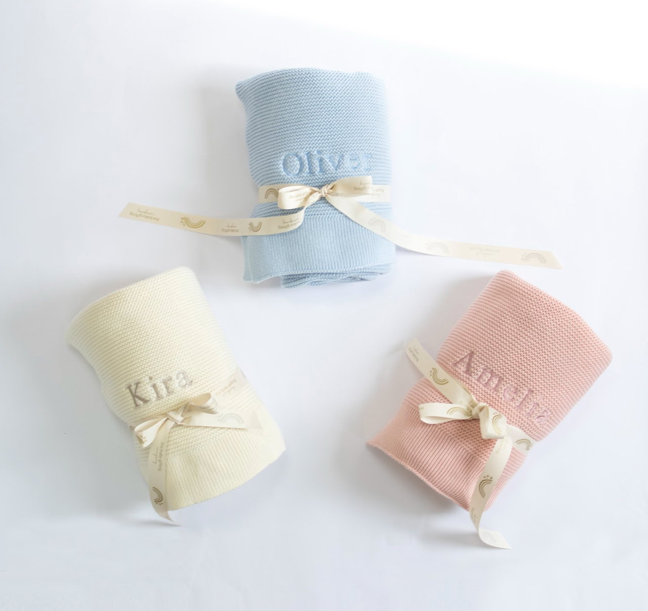 Organic Cotton New Baby Personalised Blanket - Rose - Baby