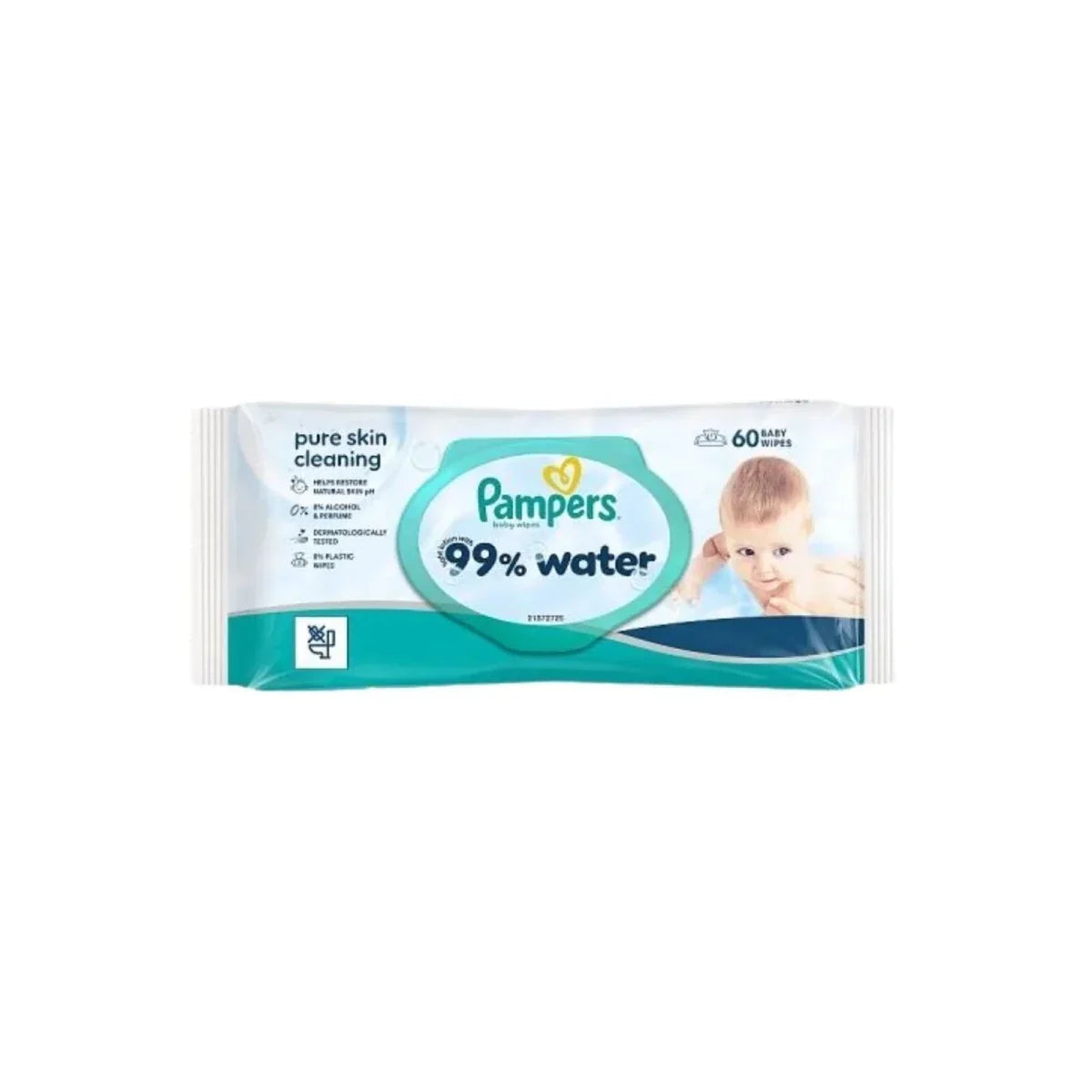 Pampers 99% Water Plastic Free Baby Wipes 4x60 pcs - Baby Wipes