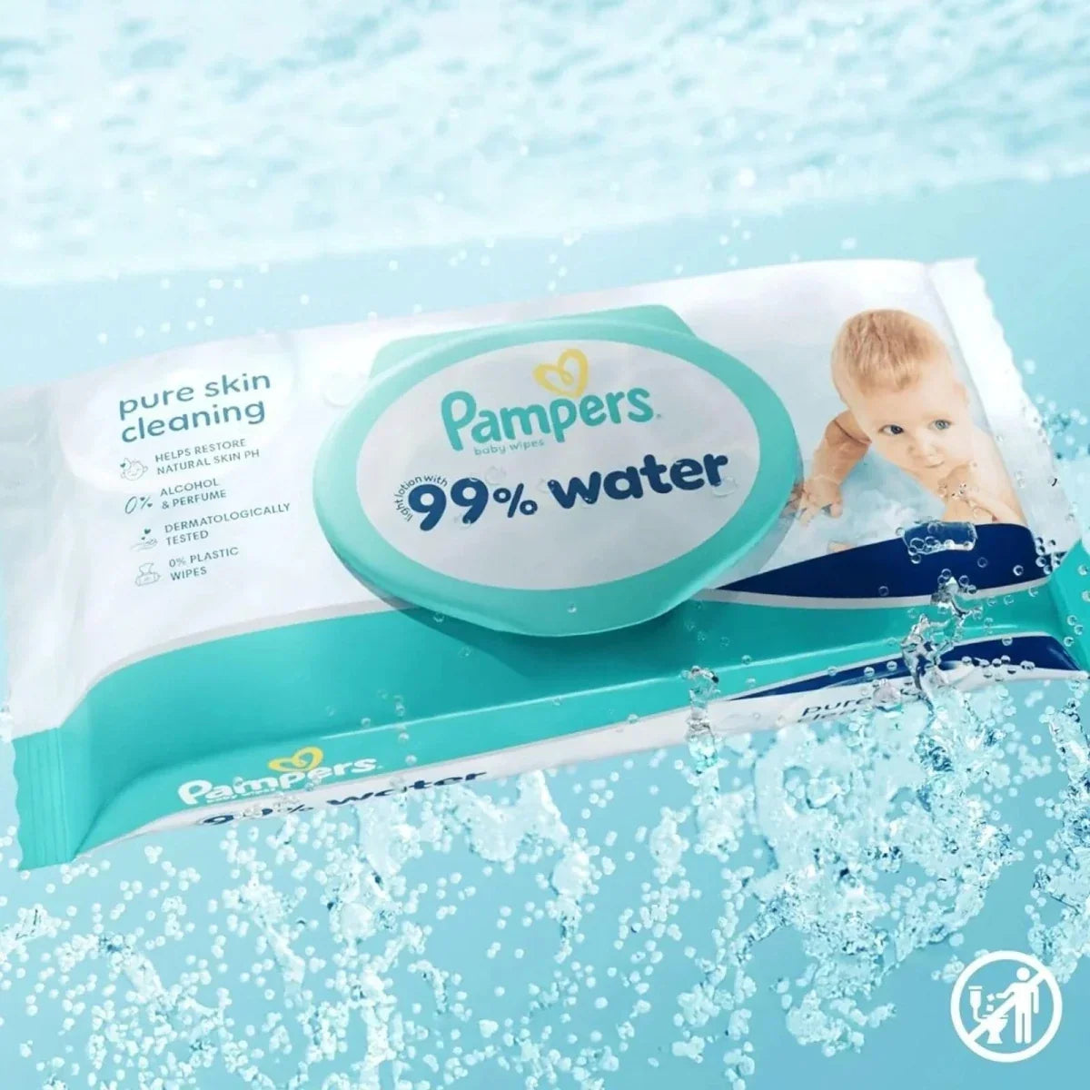 Pampers 99% Water Plastic Free Baby Wipes 9x60 pcs - Baby Wipes