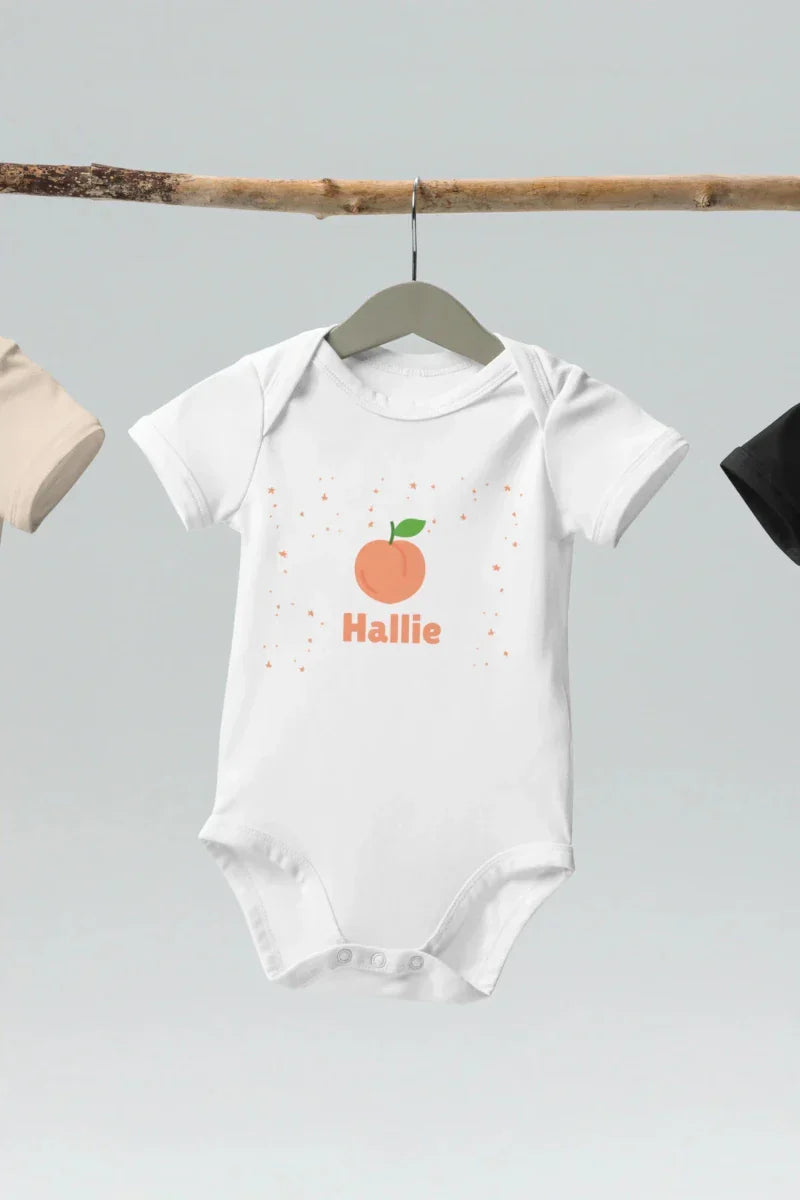 Peach Personalised Bodysuit in White - Bodysuits