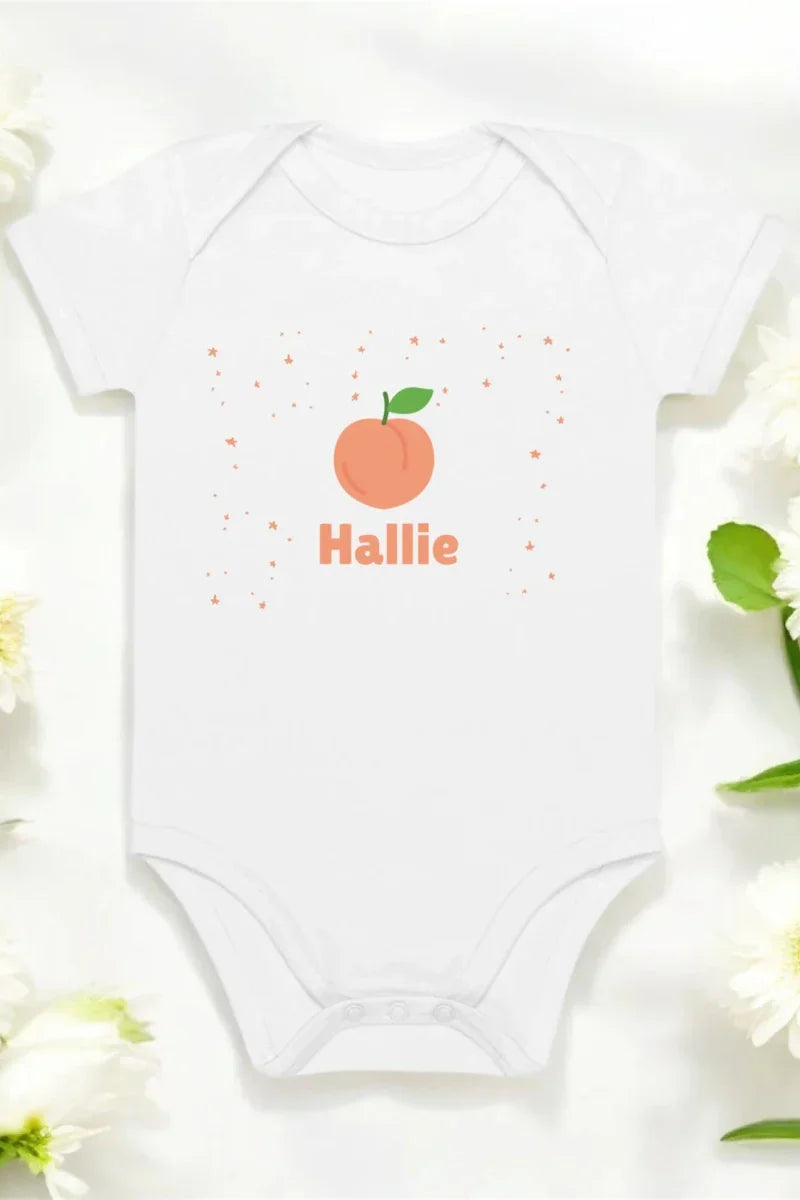 Peach Personalised Bodysuit in White - Bodysuits