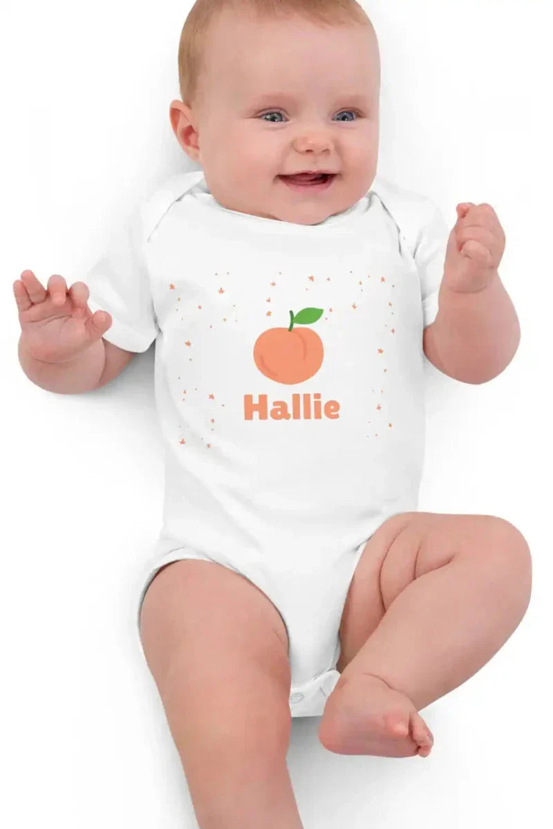 Peach Personalised Bodysuit in White - Bodysuits
