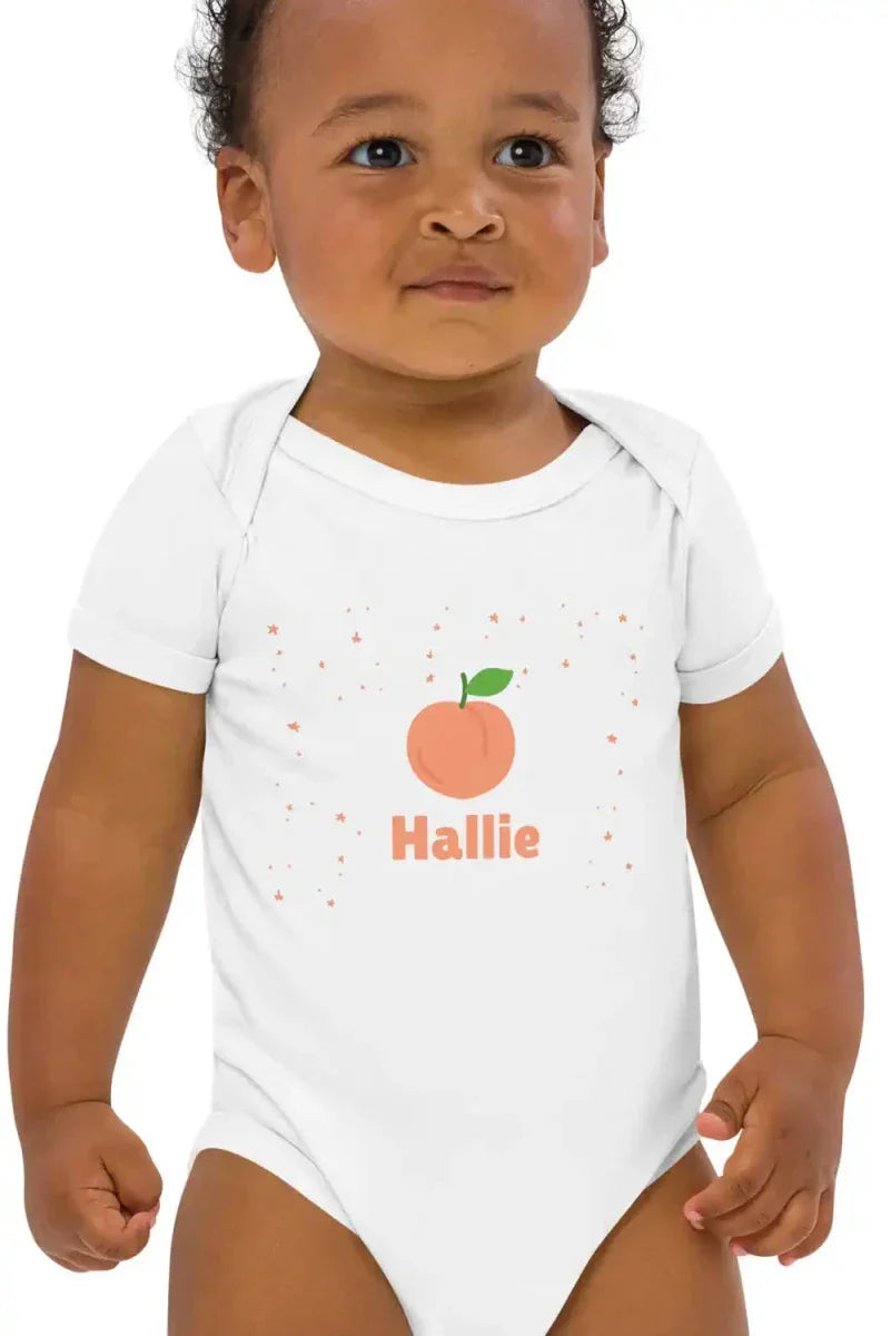 Peach Personalised Bodysuit in White - Bodysuits