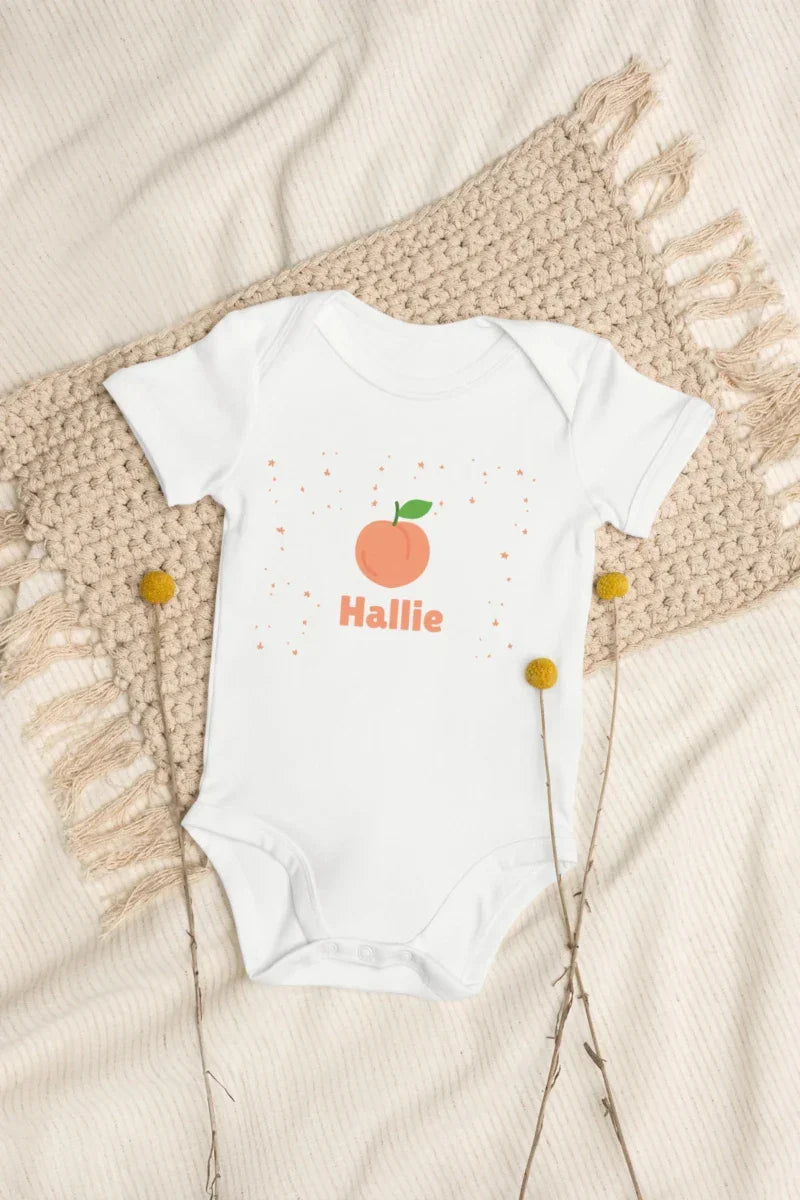 Peach Personalised Bodysuit in White - Bodysuits