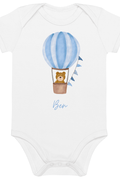 Personalised Name Bear Blue Hot Air Baloon Bodysuit - Bodysuits