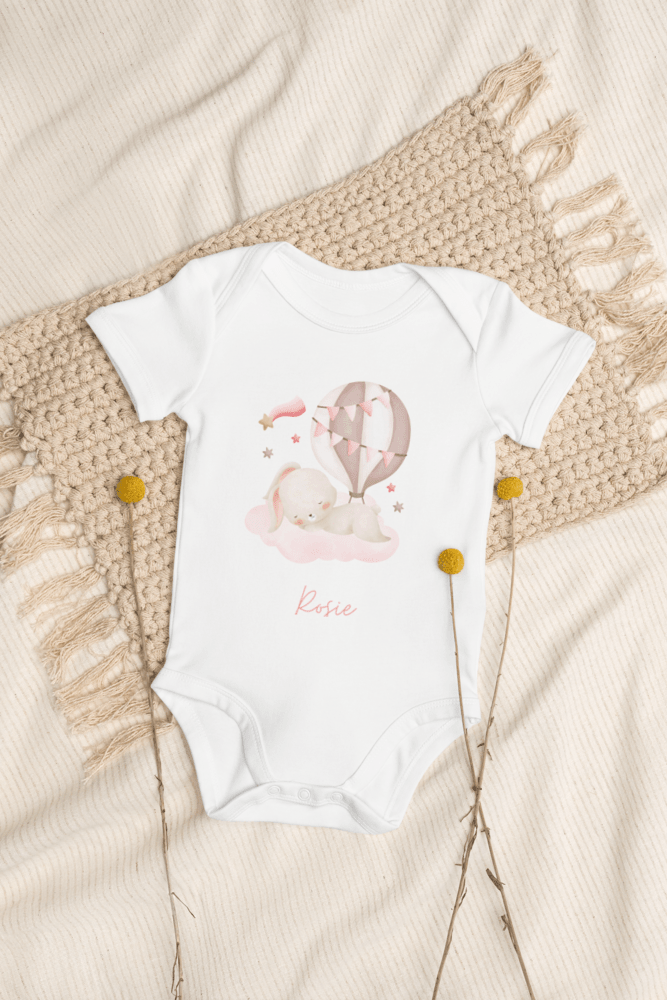 Personalised Name Bunny Hot Air Baloon Bodysuit - Bodysuits