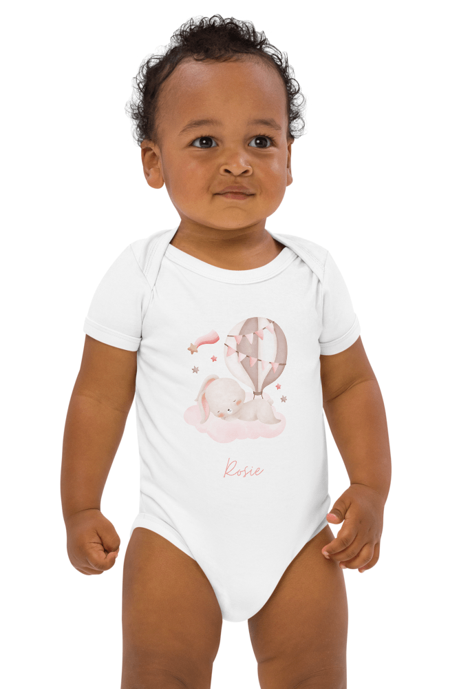 Personalised Name Bunny Hot Air Baloon Bodysuit - Bodysuits