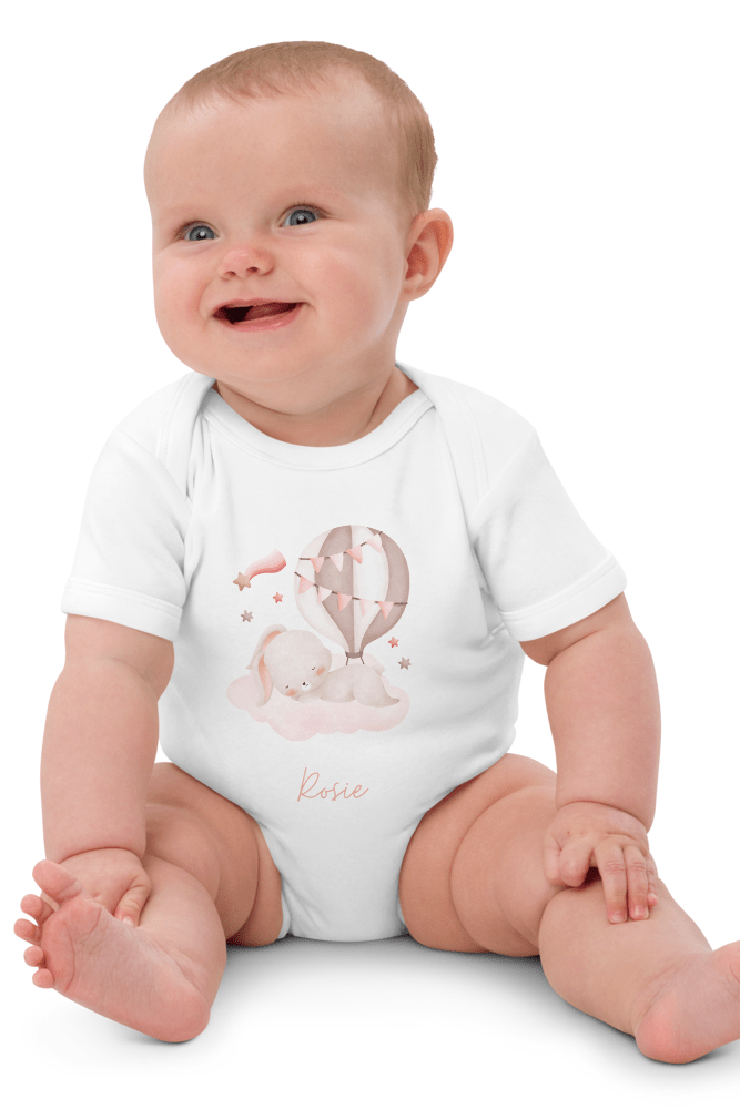 Personalised Name Bunny Hot Air Baloon Bodysuit - Bodysuits