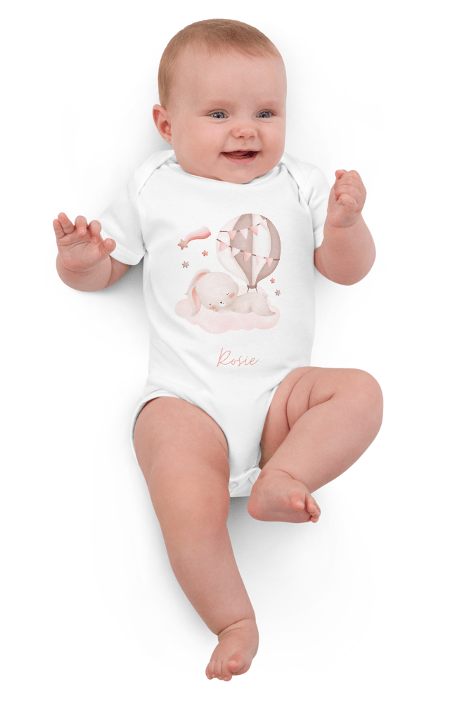 Personalised Name Bunny Hot Air Baloon Bodysuit - Bodysuits
