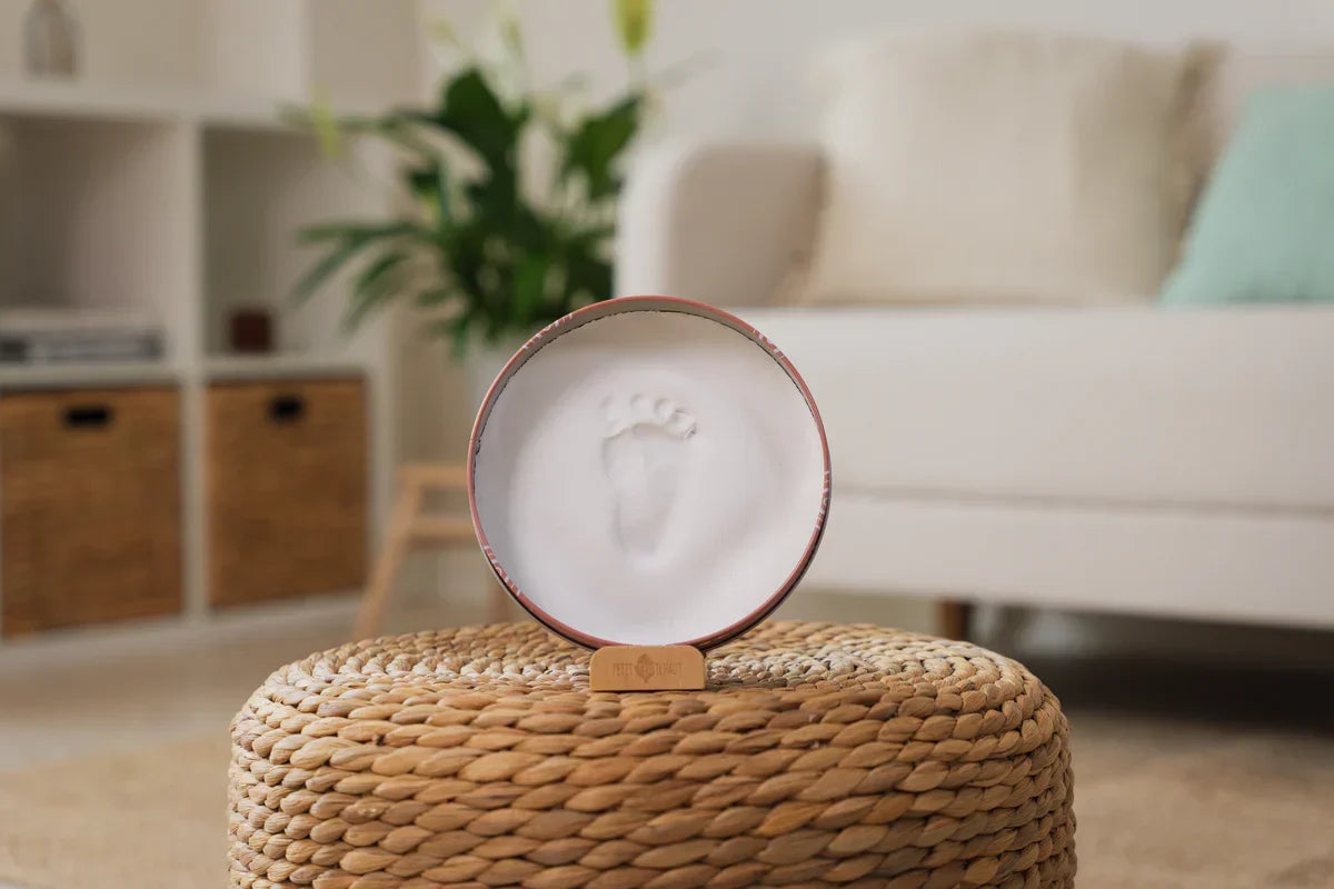 Petit Artichaut Baby Imprint Round Tin Keepsake - Rainbow Terracotta - Keepsake