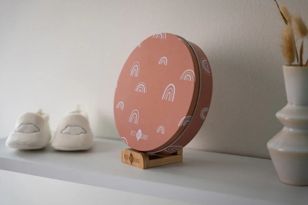 Petit Artichaut Baby Imprint Round Tin Keepsake - Rainbow Terracotta - Keepsake