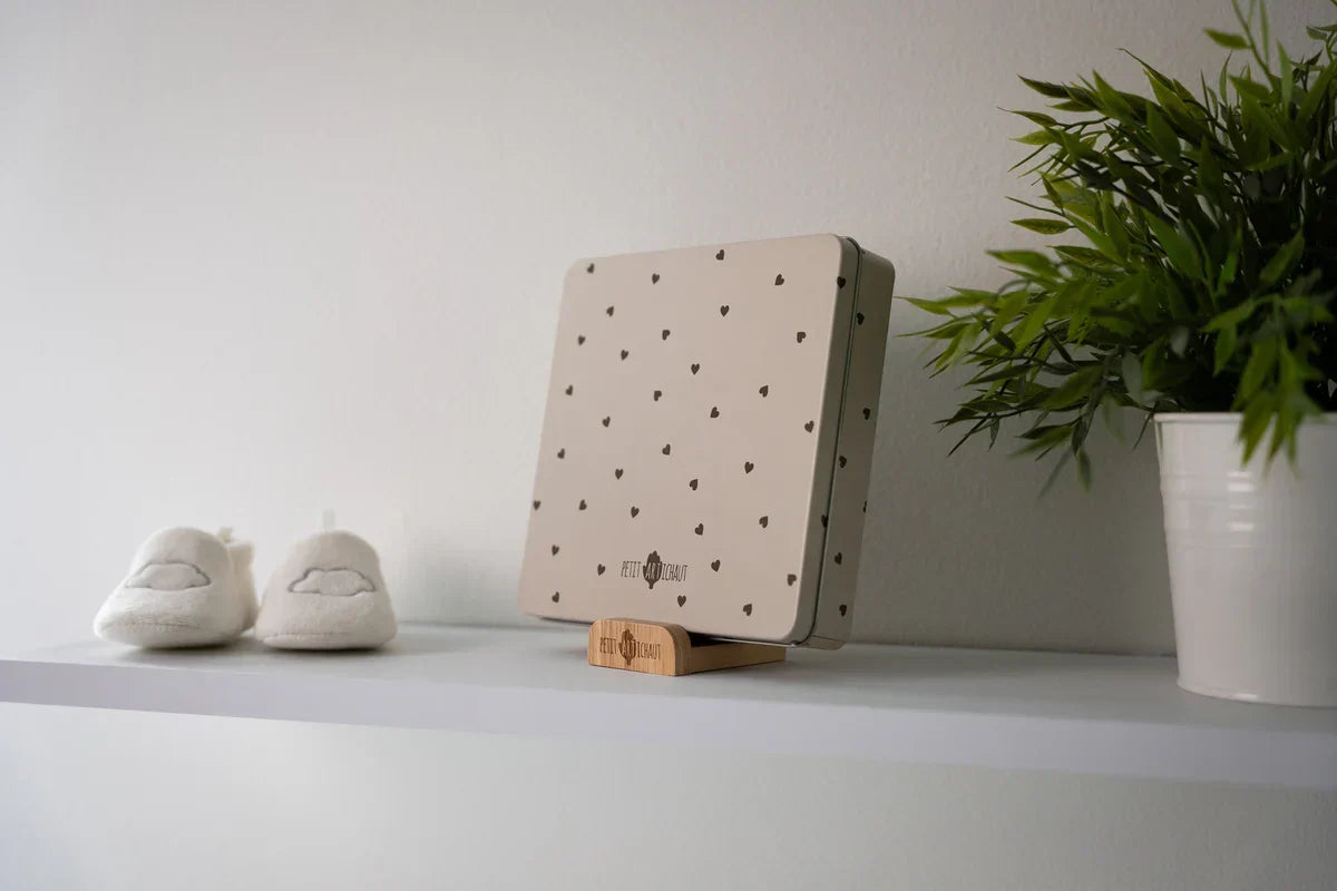 Petit Artichaut Baby Imprint Square Tin Keepsake - Pretty Hearts - Keepsake