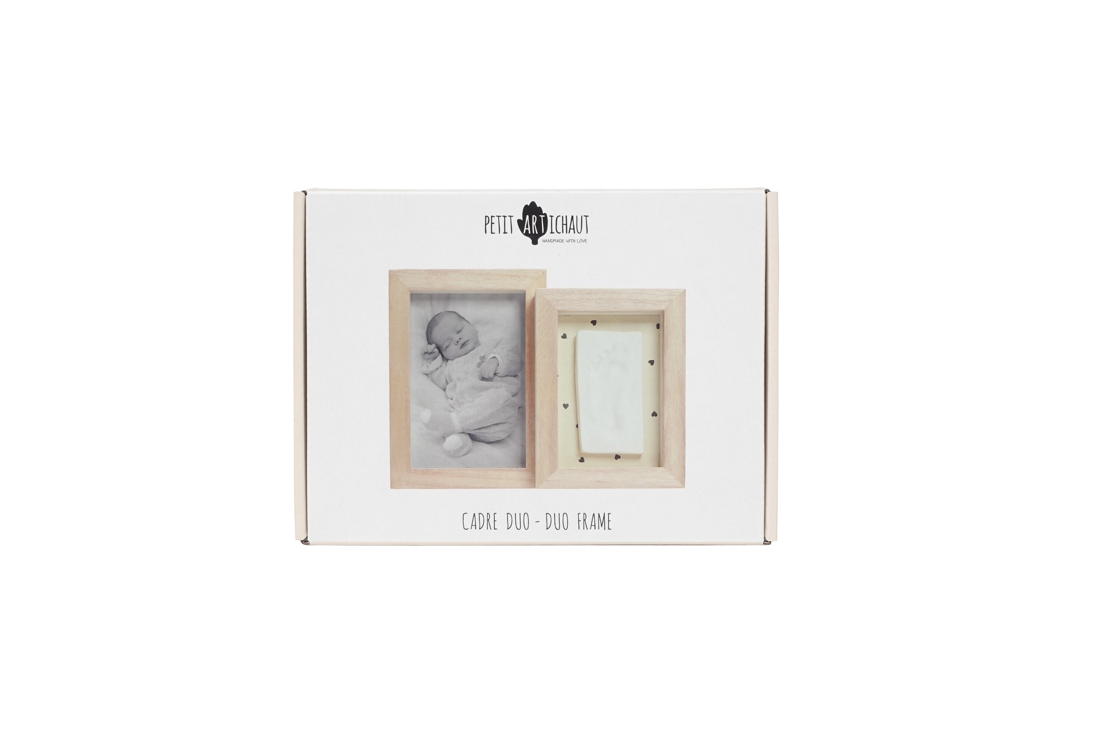 Petit Artichaut Double Frame Baby Photo & Imprint Keepsake - Pretty Hearts - Keepsake