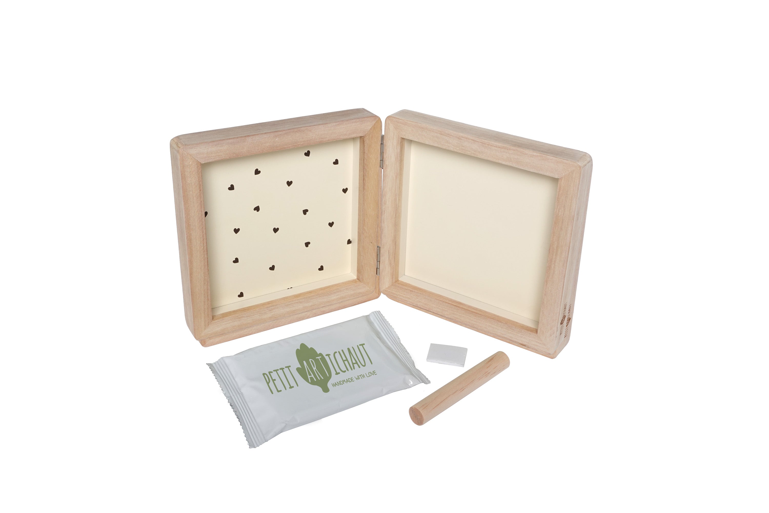 Petit Artichaut Double Frame Baby Photo & Imprint Keepsake - Pretty Hearts - Keepsake