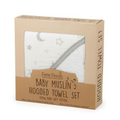 Petite Piccolo Hooded Bath Towel & Washcloth Set – Moon & Stars - Towel / Robe