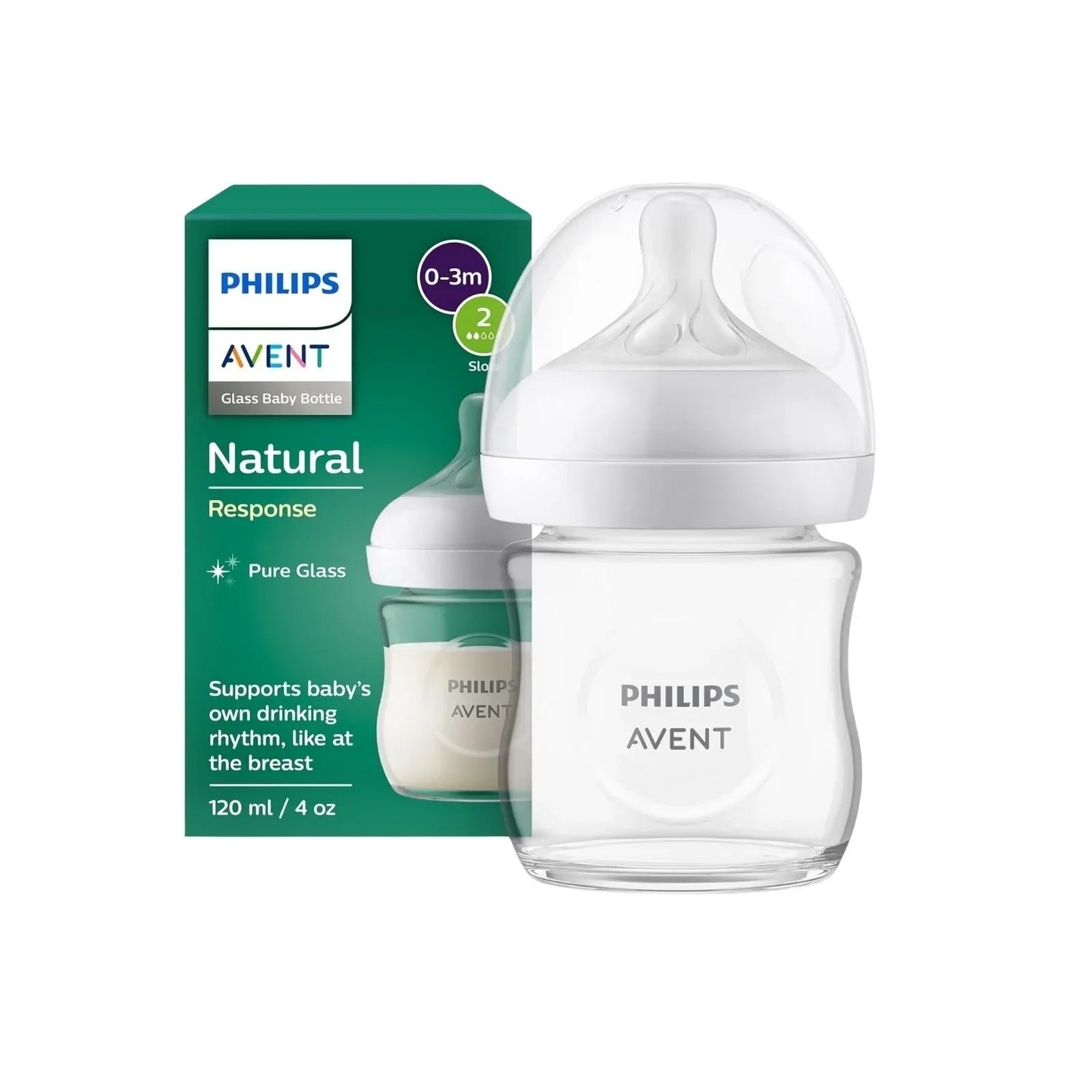 Philips Avent Natural Response Glass Bottle 0-3 months 120ml - Bottles