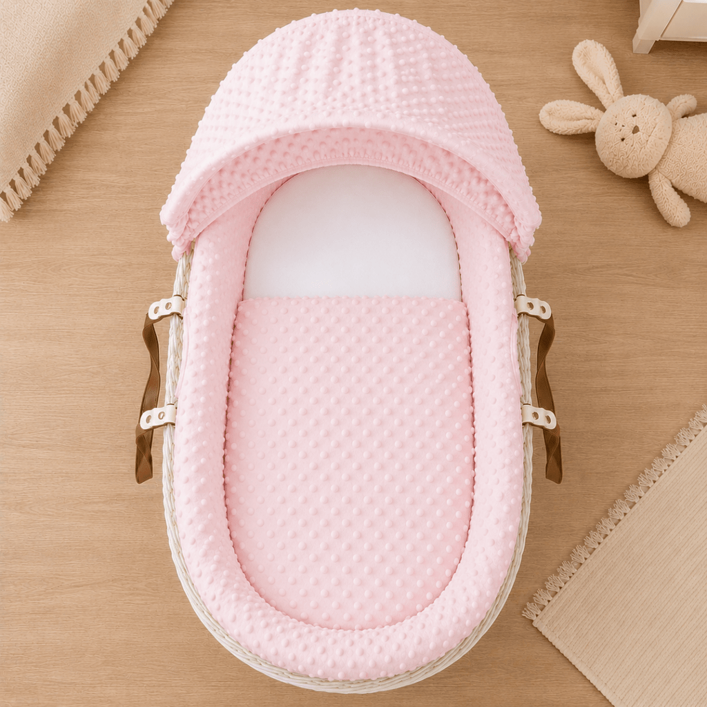 Pink Dimple Moses Basket Bedding Set (Basket Not Included!) - Moses Basket Bedding Set
