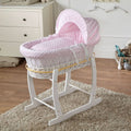 Pink Dimple White Wicker Baby Moses Basket With Stand-0