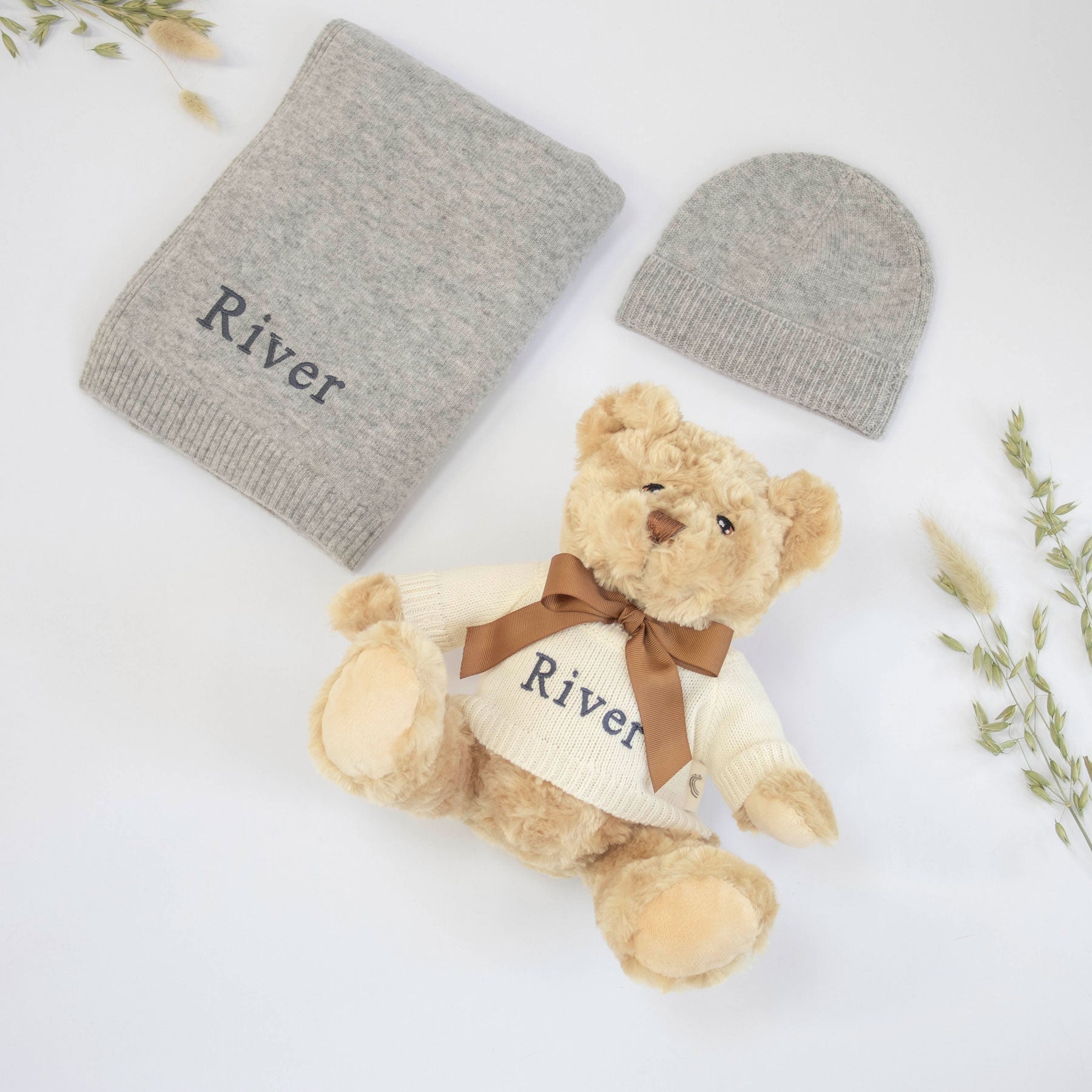 Plain Cashmere Set with Teddy - Baby