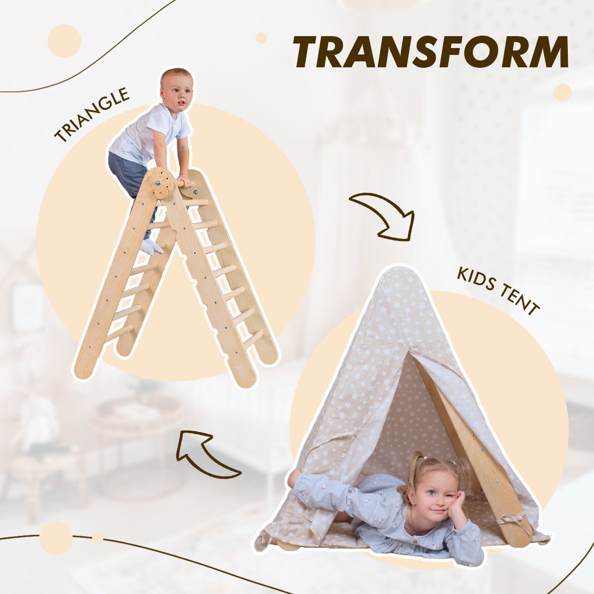 Play Tent Cover with Mat for Triangle Ladder-2