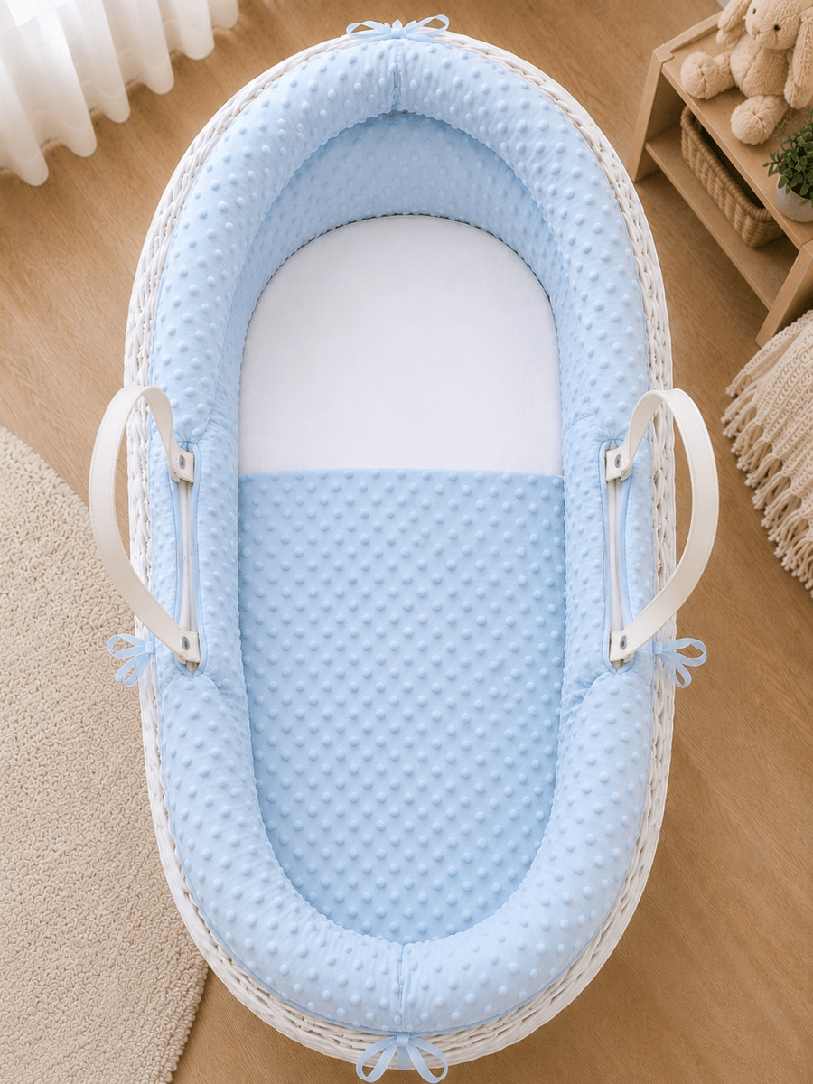 Pod Blue Dimple Moses Basket Bedding Set (Basket Not Included!)