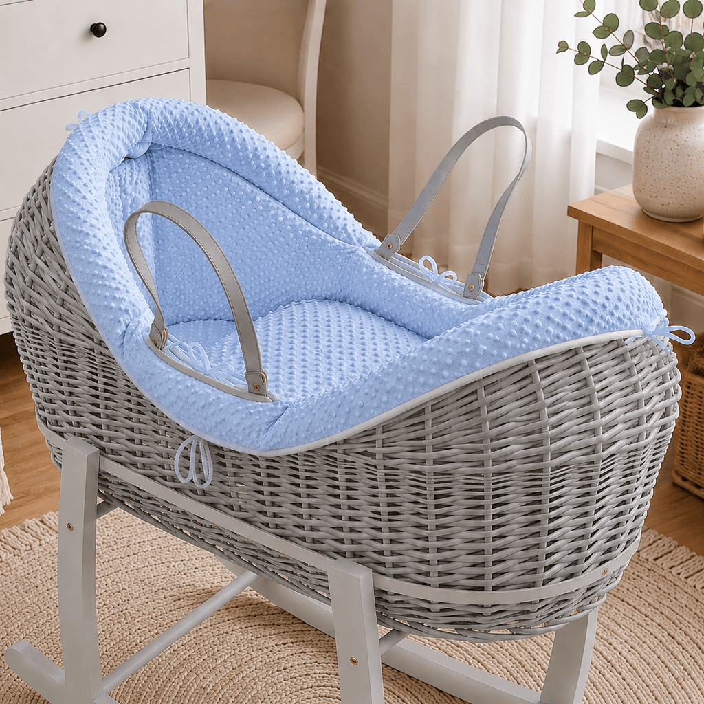 Pod Blue Dimple Moses Basket Bedding Set (Basket Not Included!) - Moses Basket Bedding Set