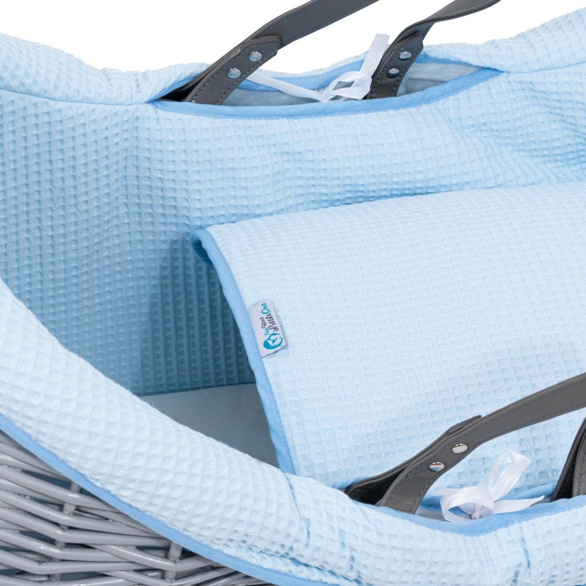 Pod Blue Waffle Moses Basket Bedding Set (Basket Not Included!)