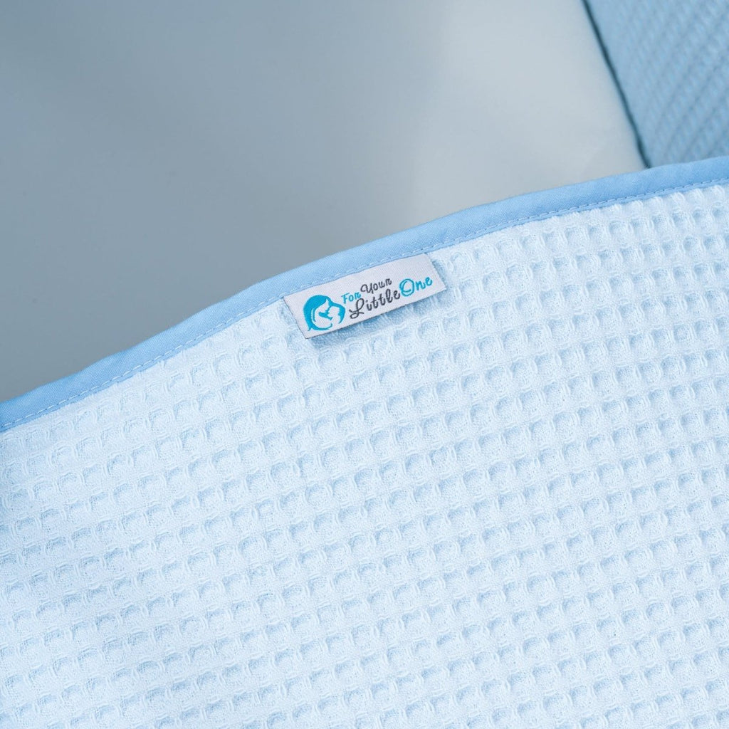 Pod Blue Waffle Moses Basket Bedding Set (Basket Not Included!)