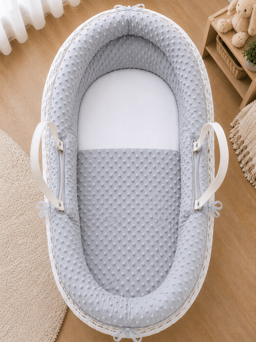 Pod Grey Dimple Moses Basket Bedding Set (Basket Not Included!)