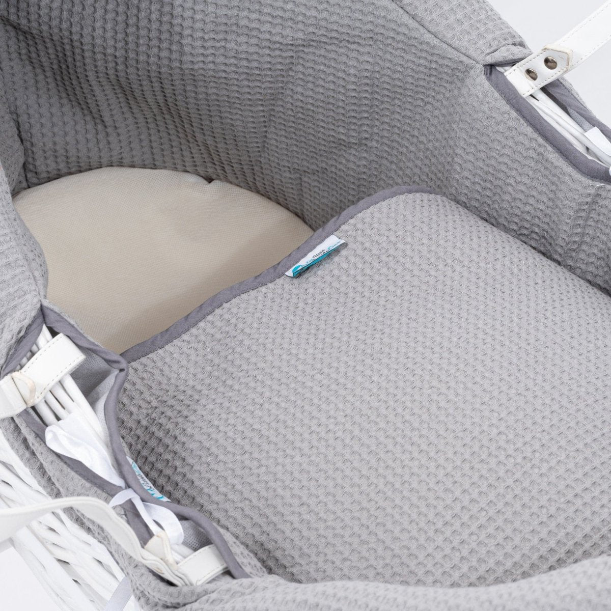 Pod Grey Waffle Moses Basket Bedding Set (Basket Not Included!)