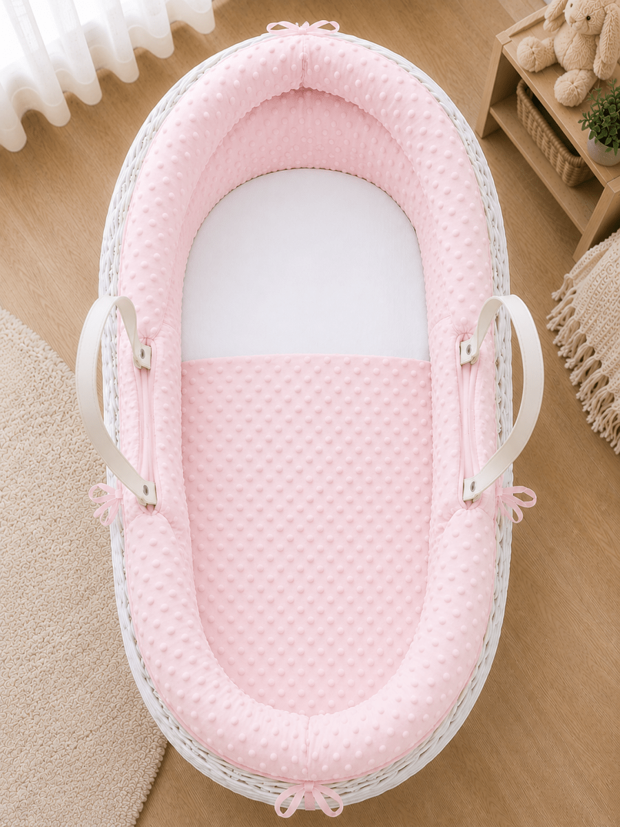 Pod Pink Dimple Moses Basket Bedding Set (Basket Not Included!)