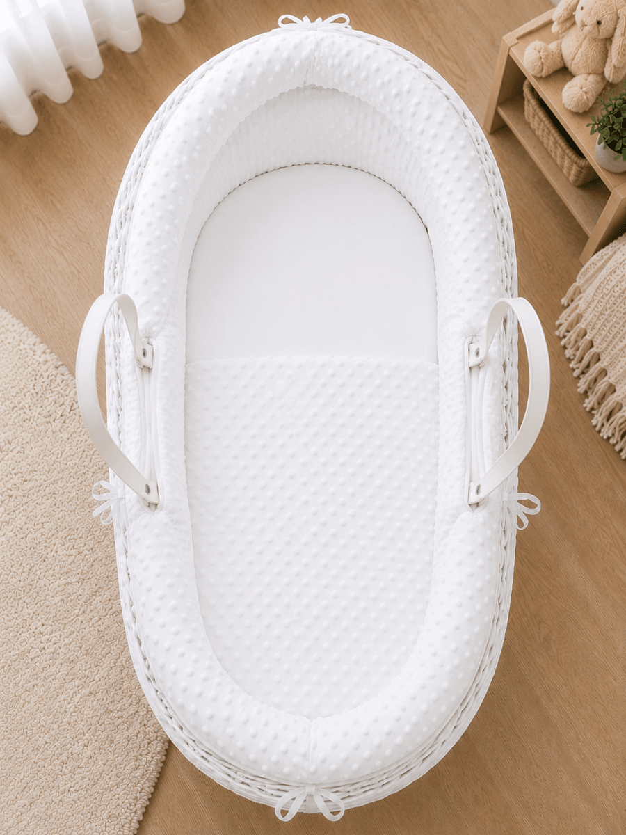 Pod White Dimple Moses Basket Bedding Set (Basket Not Included!)