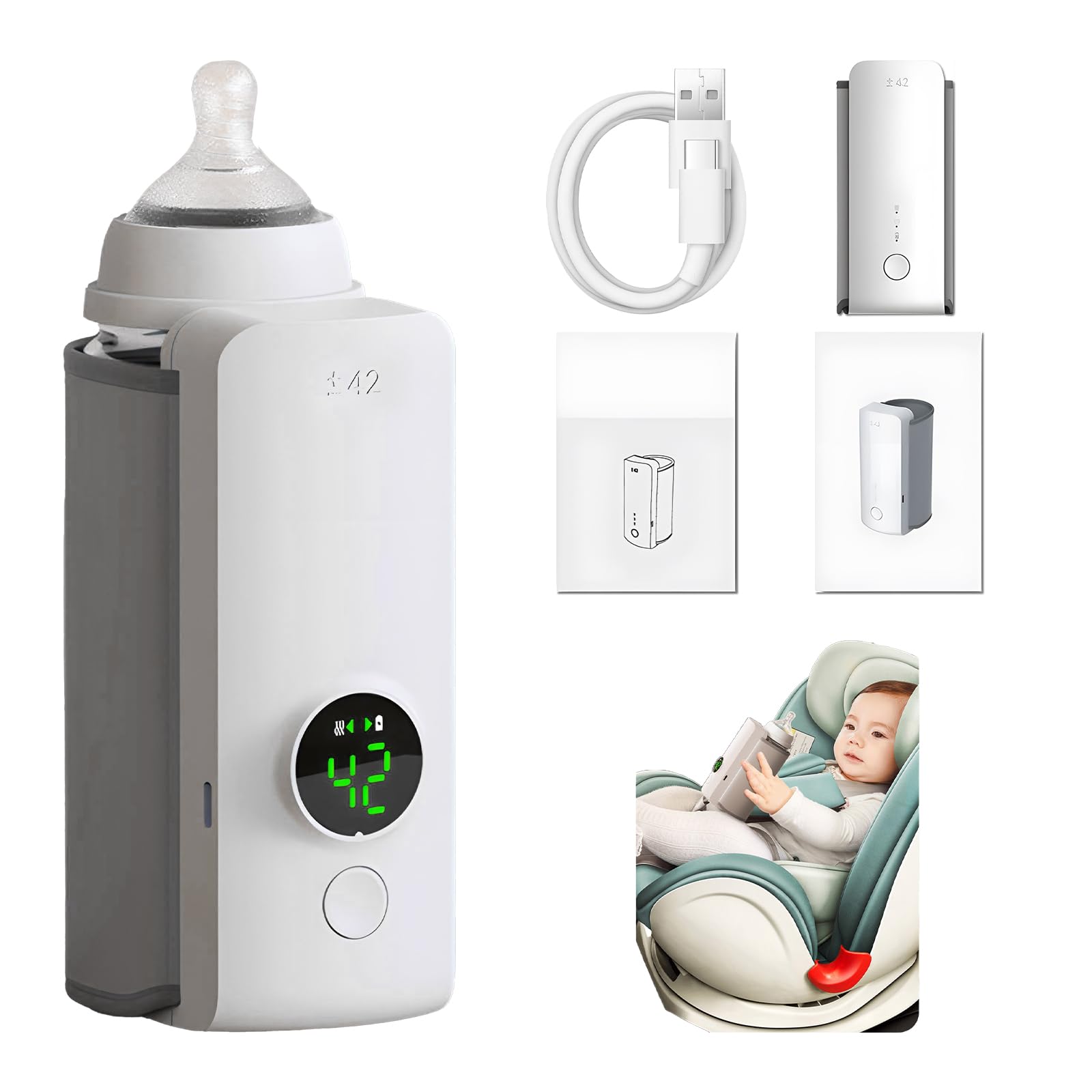 Portable Baby Bottle Warmer – USB Rechargeable Milk Warmer - Baby Feeding